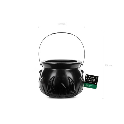 Črn dekorativni kotliček za noč čarovnic, 18 × 13,5 cm