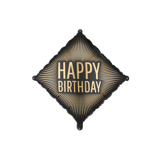 Čierny fóliový balón Happy Birthday 46x46 cm