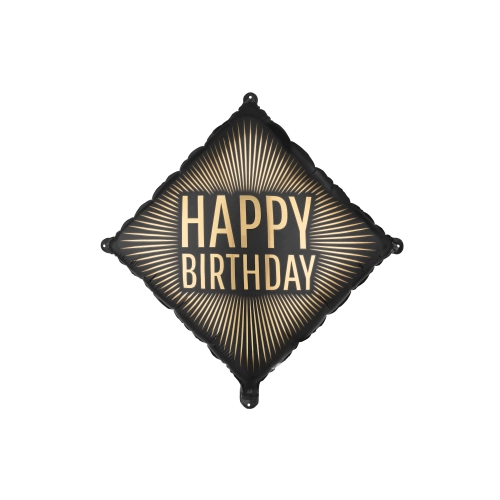Balon din folie neagră Happy Birthday 46x46 cm