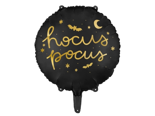 Balon folie negru Hocus Pocus 45 cm – inscripție aurie, decorațiune de Halloween