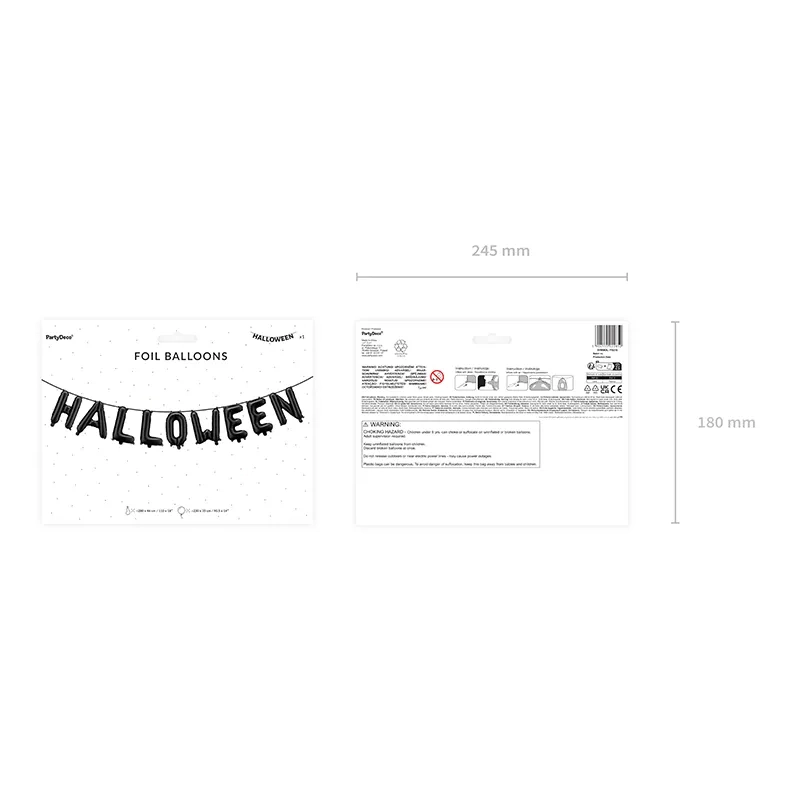 Fekete fólia lufi „HALLOWEEN” felirattal, 280 cm – partidekoráció