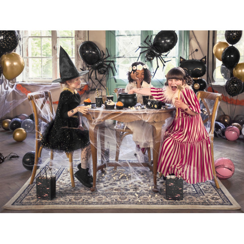 Črn folijasti balon Pajek 60x101 cm z metalnim zlatim učinkom