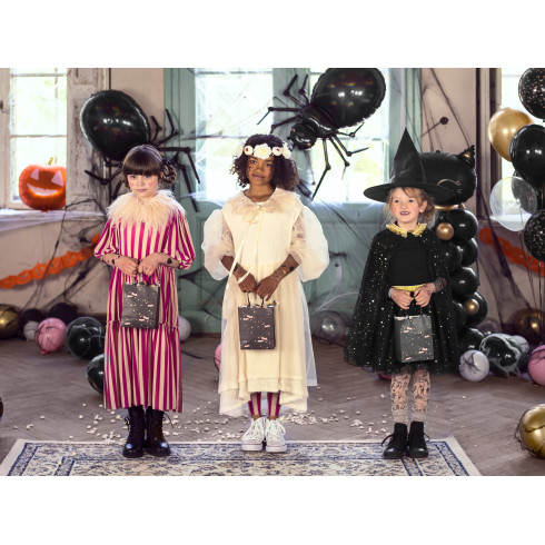 Črn folijasti balon Pajek 60x101 cm z metalnim zlatim učinkom