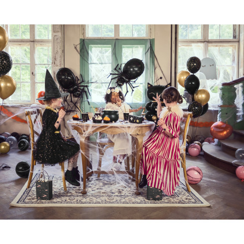 Črn folijasti balon Pajek 60x101 cm z metalnim zlatim učinkom