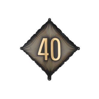 Čierny fóliový balón s nápisom 40, 46 x 46 cm