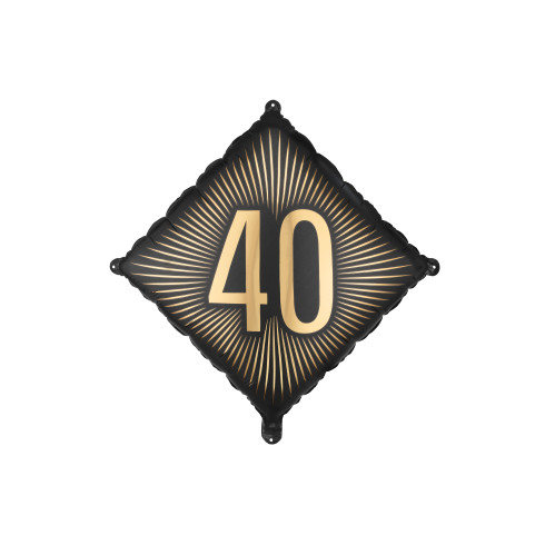 Čierny fóliový balón s nápisom 40, 46 x 46 cm