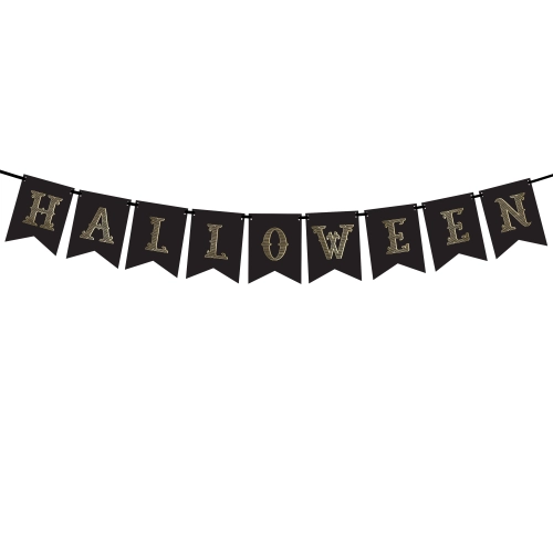 Banner din hârtie neagră Halloween 175 cm – ghirlandă DIY pentru decor