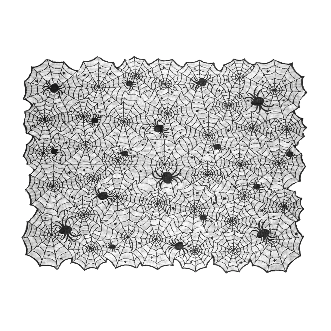 Față de masă neagră din poliester cu motiv de pânză de păianjen 135x180 cm pentru Halloween