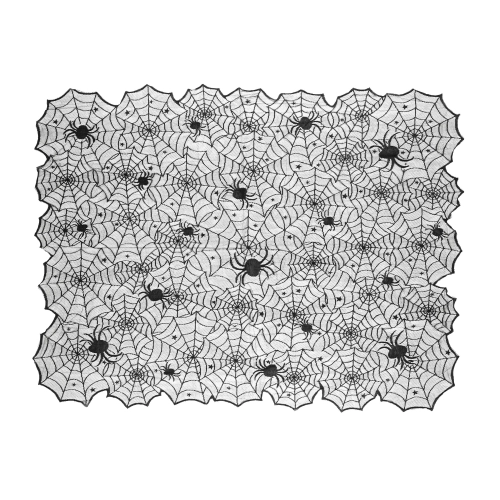 Față de masă neagră din poliester cu motiv de pânză de păianjen 135x180 cm pentru Halloween