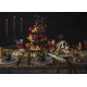 Fekete poliészter terítő pókháló mintával 135x180 cm Halloweenre