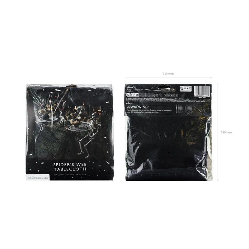 Față de masă neagră din poliester cu motiv de pânză de păianjen 135x180 cm pentru Halloween