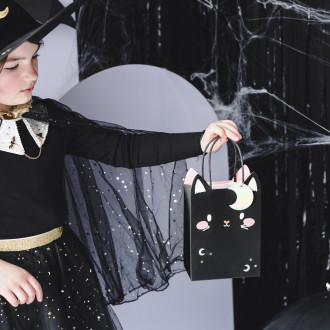 Darilna vrečka črna mačka z lunico 8 × 14 × 18 cm