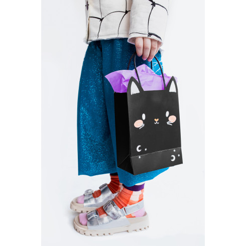 Darilna vrečka črna mačka z lunico 8 × 14 × 18 cm