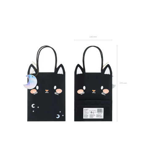 Darilna vrečka črna mačka z lunico 8 × 14 × 18 cm