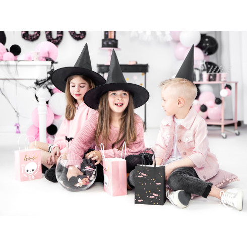 Darilna vrečka črna z netopirji in zvezdami 14×18×8 cm