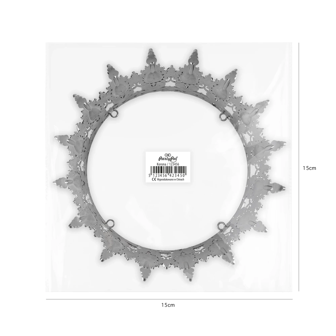 Srebrna tortna dekoracija krona s črnimi kristalčki