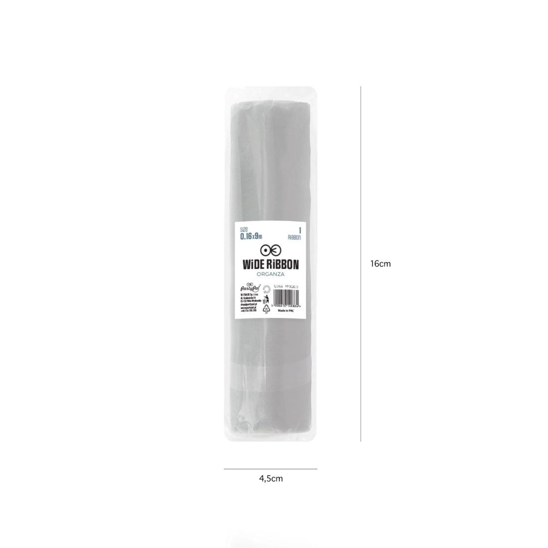 Ezüst dekor organza 16x900 cm