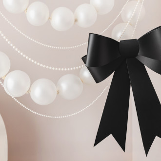 Dekorativni biserni venček, bel, 5 m – biseri 12 mm na kolutu