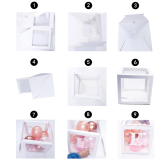 Dekorační boxy LOVE na balonky, bílé, sada 4 ks