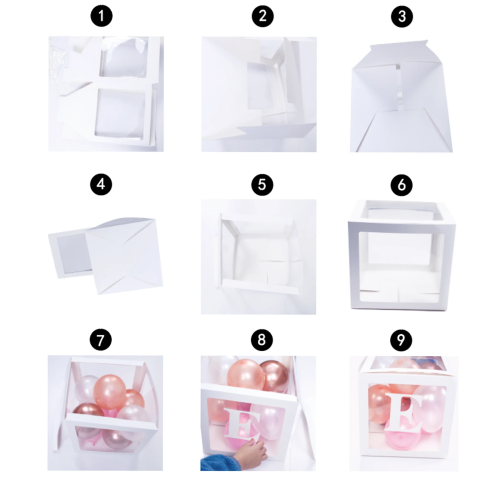 Dekorační boxy LOVE na balonky, bílé, sada 4 ks