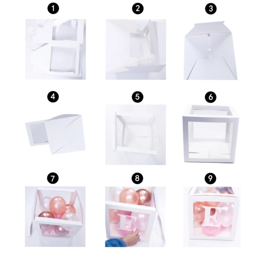 Set 4 cutii decorative LOVE pentru baloane, albe