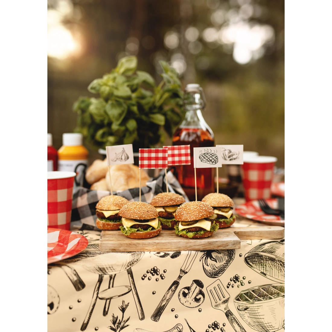 Dekorativne zobotrebce z zastavicami BBQ mix, 12 kos