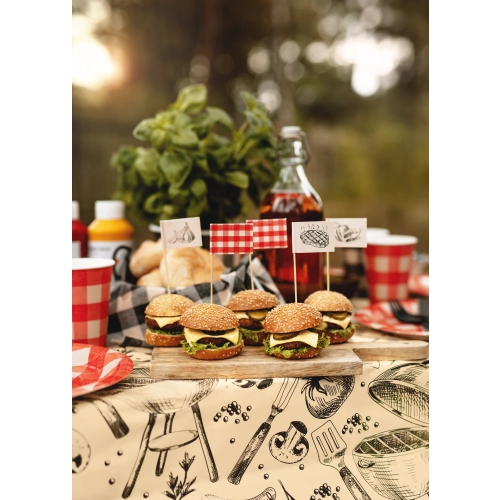 Bețișoare decorative cu stegulețe BBQ mix, 12 buc.