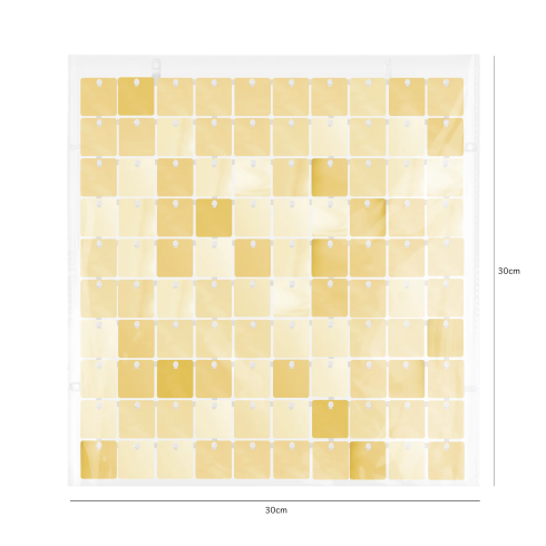 Dekorační plastový flitrový panel 30x30 cm jasně zlatý