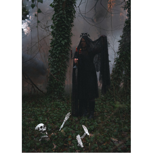 Dekoratív csontváz Halloweenra, 5 darabos szett, fehér, beltérre és kültérre