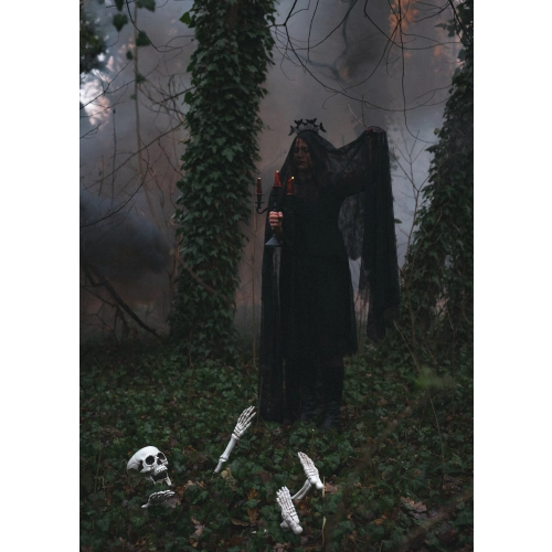 Dekoratív csontváz Halloweenra, 5 darabos szett, fehér, beltérre és kültérre