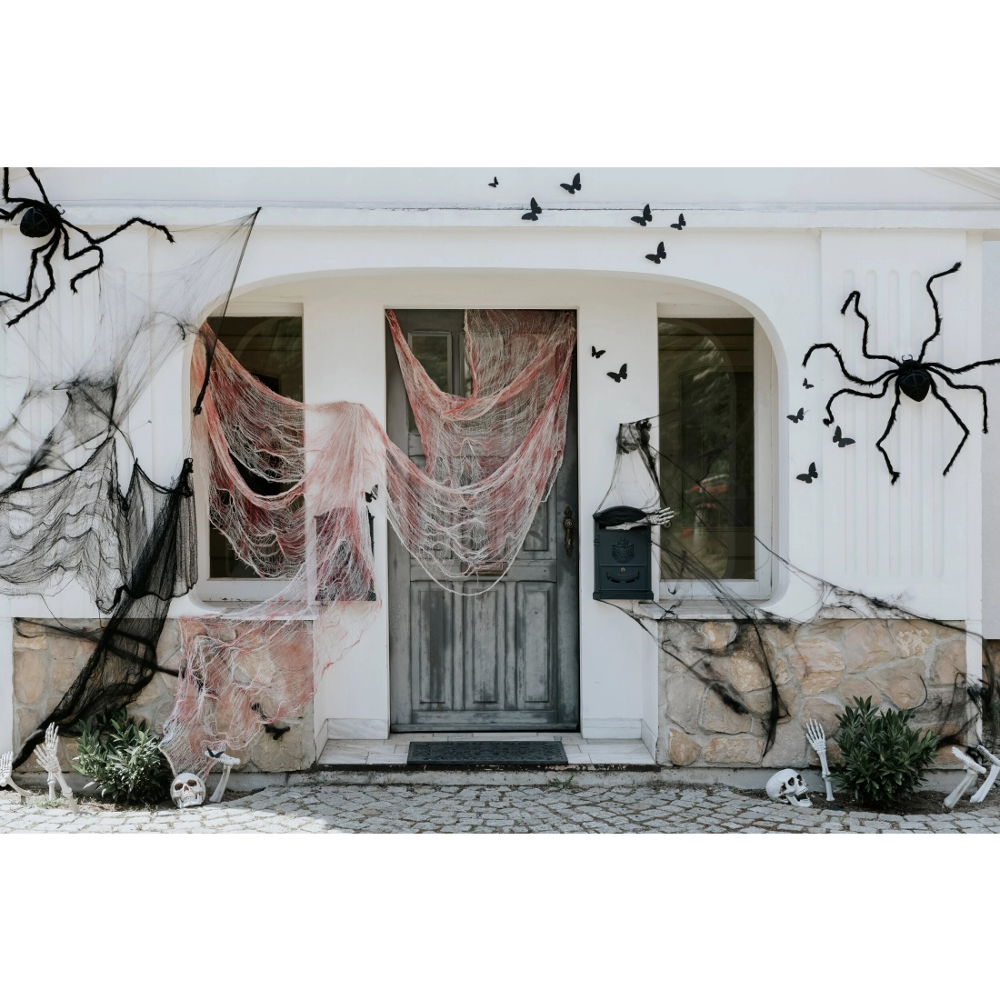 Schemă decorativă de Halloween, set din 5 piese, albă, pentru interior și exterior