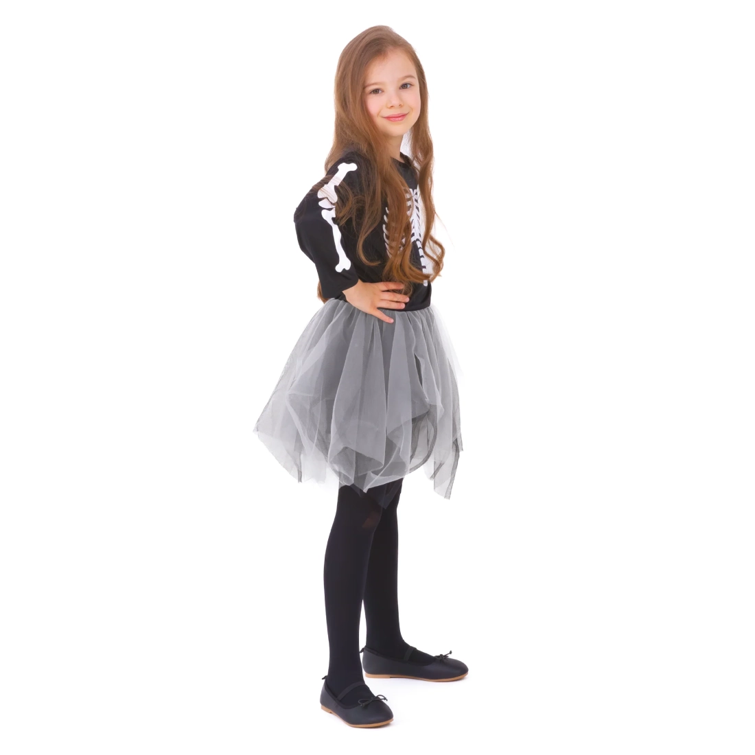 Costume di Halloween da bambino scheletro grigio taglia S