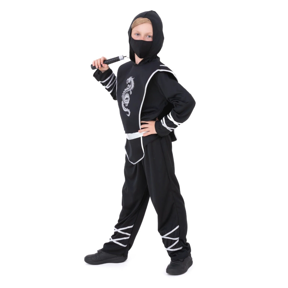 Costume da ninja per bambini Drago d’argento, taglia S
