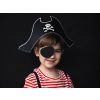 Gyerek kalózkalap és szemfedő, fekete papír, 14 cm