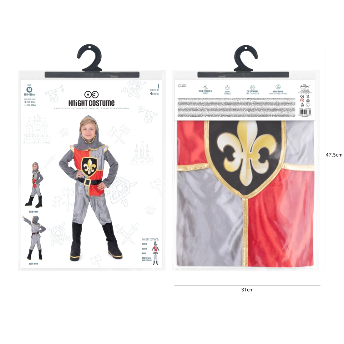 Costume da cavaliere per bambini per carnevale, taglia M