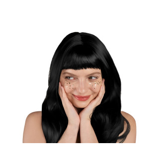 Dlouhá černá paruka s ofinou – přírodní vzhled, univerzální velikost