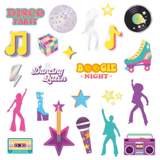 Začasne tetovaže Retro Disco – komplet 23 kosov