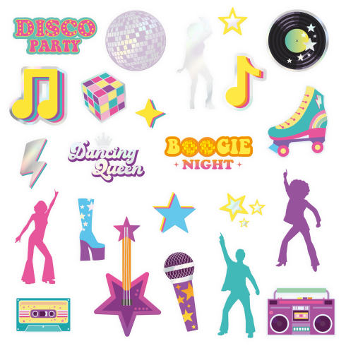 Ideiglenes tetoválások Retro Disco – 23 darabos szett Ideiglenes tetoválások Retro Disco – 23 darabos szett