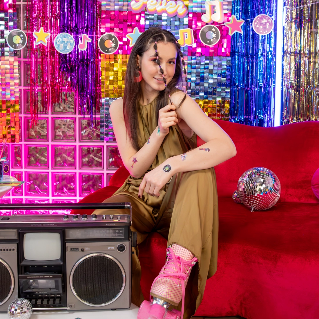 Ideiglenes tetoválások Retro Disco – 23 darabos szett