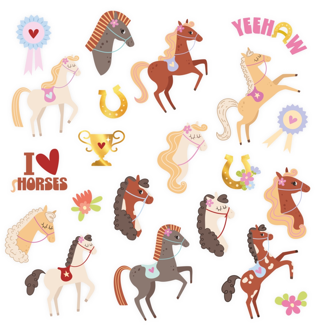 Ideiglenes tetoválások ló motívummal, 21 darabos készlet