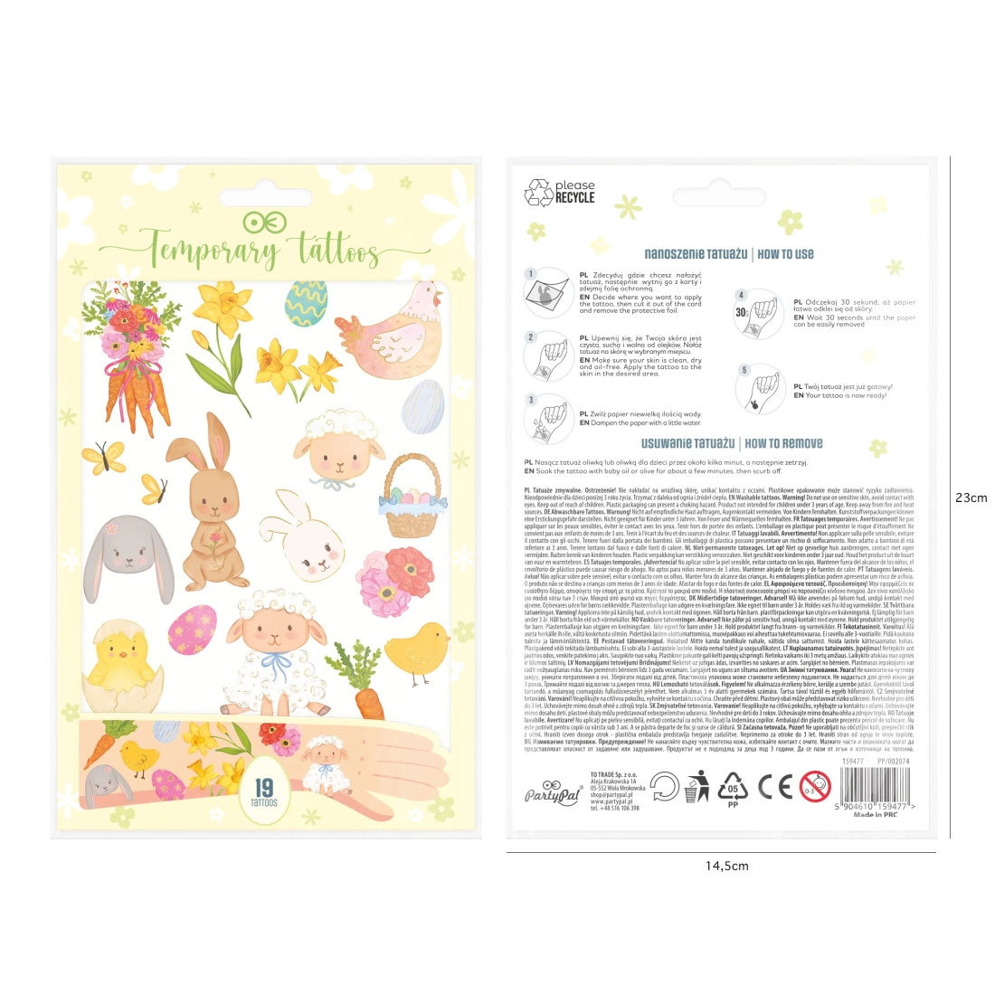 Húsvéti party ideiglenes tetoválások, 19 db