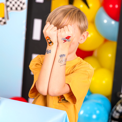 Dočasné tetovania Race On set 14 ks na detskú párty