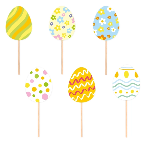 Topper-e din lemn pentru tort Pisanki, set 6 bucăți