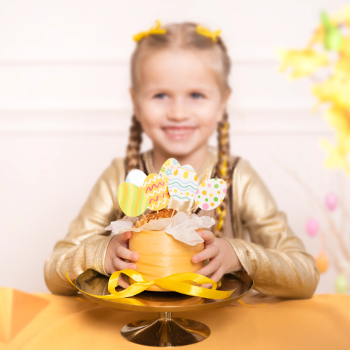 Drevené toppery na tortu Pisanki 6 ks