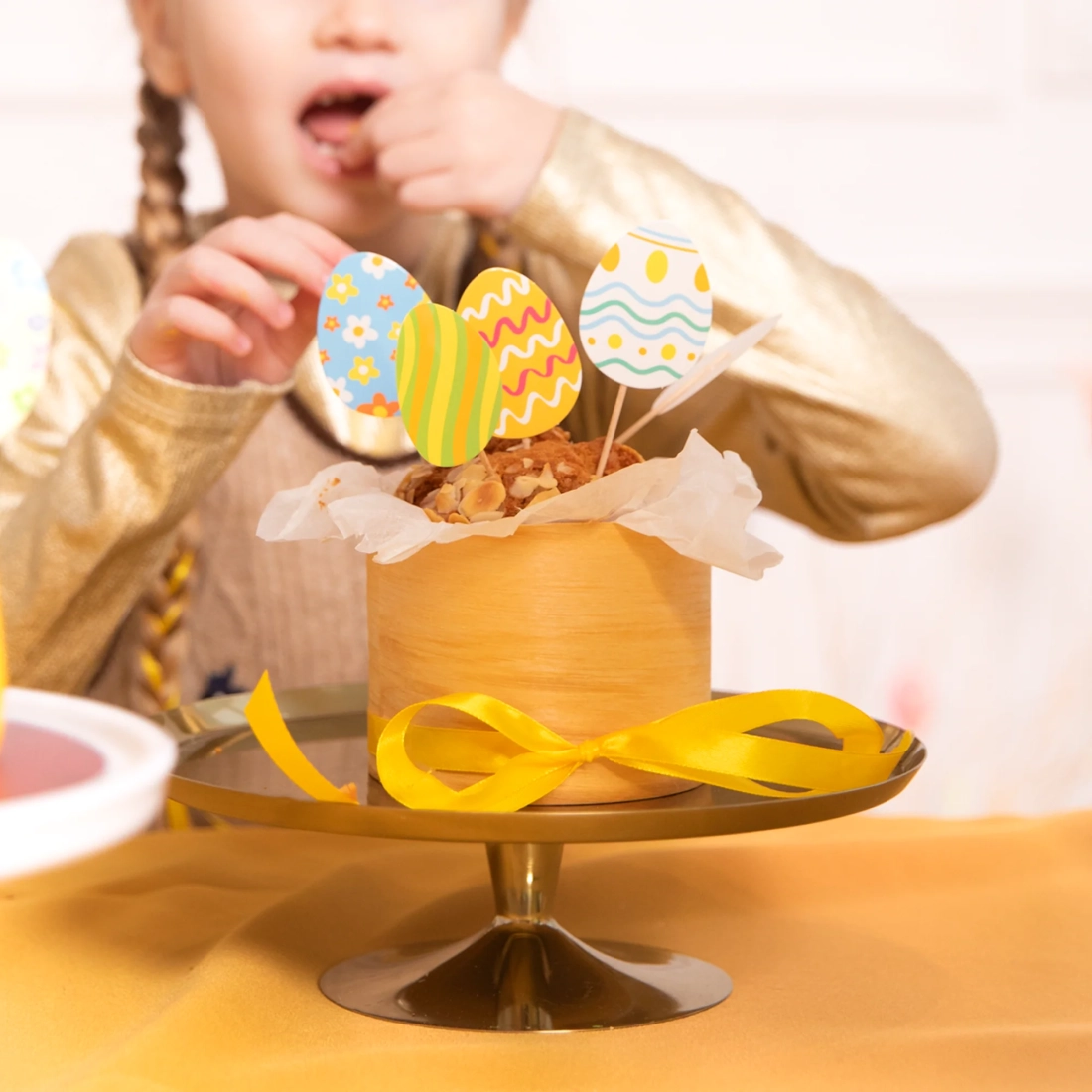 Topper-e din lemn pentru tort Pisanki, set 6 bucăți