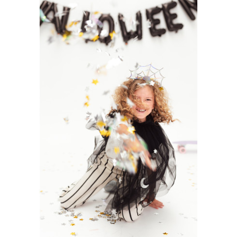 Mavrični trak s pajkovo mrežo 21 × 23 cm – zabavni dodatek za noč čarovnic