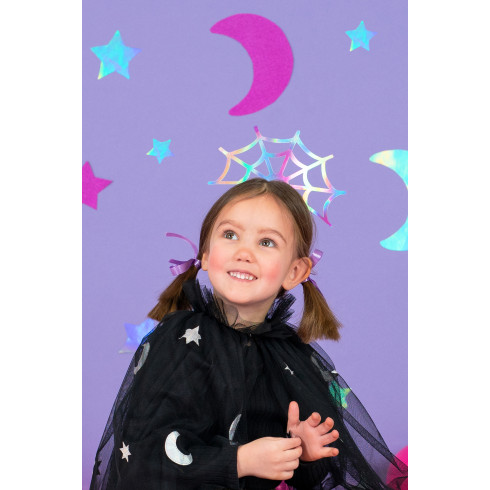 Mavrični trak s pajkovo mrežo 21 × 23 cm – zabavni dodatek za noč čarovnic