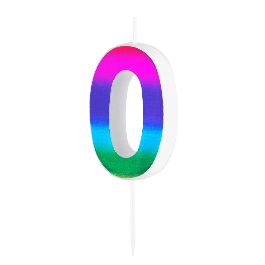 Lumânare strălucitoare curcubeu cifră 0 pentru tort de aniversare