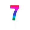 Lumânare tort lucioasă curcubeu, cifra 7, pentru tort de aniversare