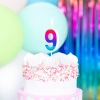 Lumânare tort lucioasă curcubeu, cifră 9, pentru tort aniversar